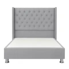 GENERICO - Cama Tapizada Confort Capitoné Cromo Gris 2 Plz