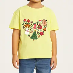 GENERICO - POLO CORAZÓN NAVIDAD NIÑO - NIÑA CUELLO REDONDO ALGODÓN
