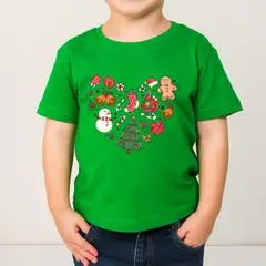 GENERICO - POLO CORAZÓN NAVIDAD NIÑO - NIÑA CUELLO REDONDO ALGODÓN