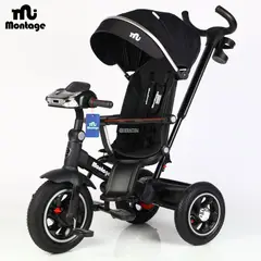 BABY - Triciclo 360° Giratorio Musical -MONTAGE PREMIUM- Negro