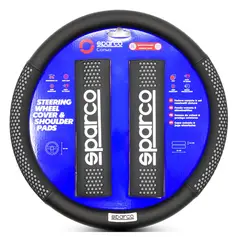 GENERICO - Kit Forro De Timón Sparco + Almohadillas Para Cinturón De Seguridad Con Detalles En Color Gris