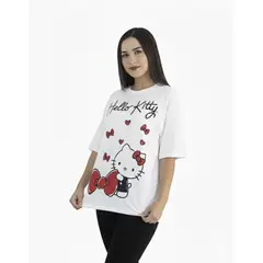SANRIO - Polo Oversize Manga Corta Hello Kitty Mujer Blanco Algodòn