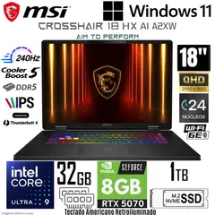 MSI - Laptop Crosshair 18 HX AI Intel Core Ultra 9 275HX 32GB RAM 1TB SSD RTX 5070-8GB 18" QHD 240Hz