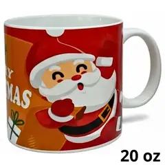 Ichimatsu - Set 6 Tazas de Loza Navideño con diseño Papa Noel con campana y estuche 20 oz-