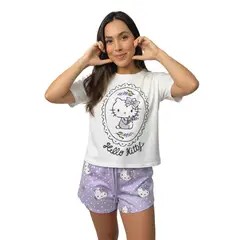 SANRIO - Pijama Polo Mc Y Short Hello Kitty Mujer Lila Algodòn