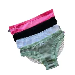 GENERICO - TRUZA BIKINI EN ALGODON LICRADO CON BORDE DE ENCAJE PACK X 3