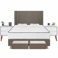 FORLI - Dormitorio 2 cajones Igneo Marrón Queen