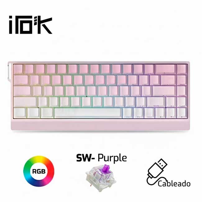 Teclado Magnético IROK Mercury 68 RGB 8K Switch Purple Rosado Degradado