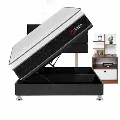 FORLI - Dormitorio Pistones Iridio Gris 2 Plazas + Velador