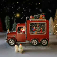 IMPORTADO MC - Villa navideña LED Camion Navideño musical con Santa Papanoel y Mamanoela con arbol niños y perro