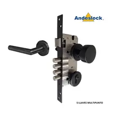 ANDESLOCK - Cerradura de embutir principal AE80MTIP Negro ambidiestra