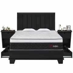 FORLI - Dormitorio 4 Cajones con Sistema de Encaje Iridio 2 Plazas + 2 Veladores