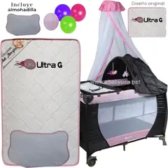 EBABY - Cuna Corral Mecedora SALLY 716-B+ Colchón