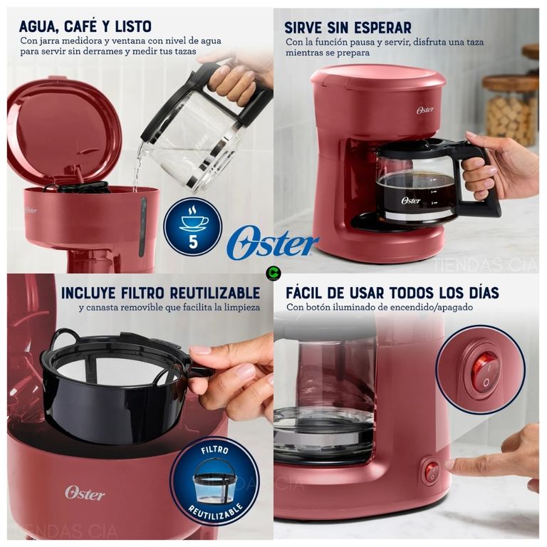 Cafetera 5 Tazas de Capacidad, con Filtro Reutilizable, BVSTDCS51R