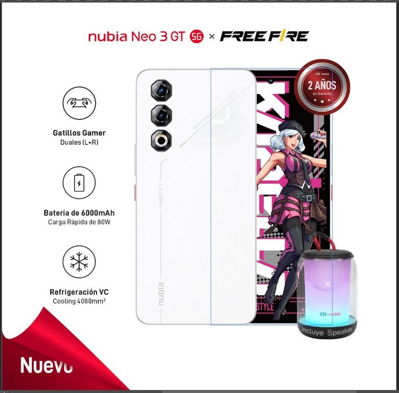 NUBIA NEO 3 GT 5G (12+12GB)+512GB (versión FreeFire) - BLANCO + Gift Speaker