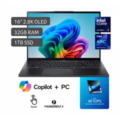 ACER - Laptop Acer-Intel Core Ultra 9 288V, 32GB, 1TB, 16" Táctil, W11