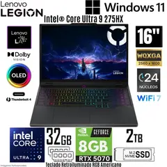 LENOVO - Laptop Legion Pro 5 Intel Core Ultra 9 275HX 32GB RAM 2TB SSD RTX 5070-8GB 16" WQXGA OLED