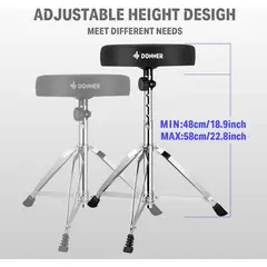 DONNER - Asiento de batería de altura ajustable con un par de baquetas Maple Mood