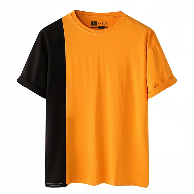 Polo Hombre Bicolor Naranja Negro