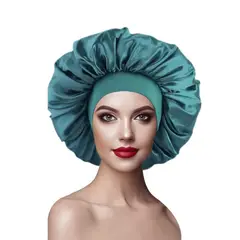 GENERICO - GORRO DE SATIN PARA DORMIR CABELLO LISO Y RIZADO EVITA ENREDOS VERDE