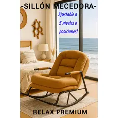 GENERICO - SILLA MECEDORA SOFÁ RECLINABLE SILLÓN PLEGABLE TERRAZA JARDÍN SALA PREMIUM CAMELL