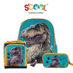 SCOOL - SET MOCHILA KIDS MAGIC CON LUCES Y SONIDO JURASSIC