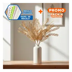 GENERICO - Pack4 Rama Dorada con Hojitas para Centros de Mesa Navidenos Y+Papel Regalo