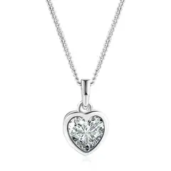 GENERICO - Collar Crystal Silver Heart Novia Amor Regalo Navidad Genieka