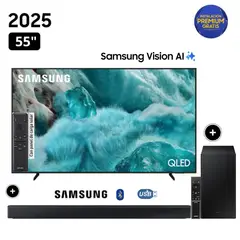 SAMSUNG - Televisor QLED 55 Visión AI Smart TV QN55Q7FAAGXPE + Soundbar HW-B450F