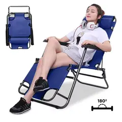 KELLER - Silla Camping Reclinable 180° Plegable Azul HN3