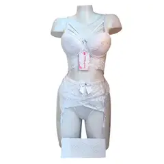 GENERICO - CORSET LENCERIA DE ENCAJE CON VARILLAS PORTALIGAS