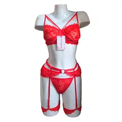 GENERICO - LENCERIA DE ENCAJE SEXY PORTALIGAS CON LIGUEROS