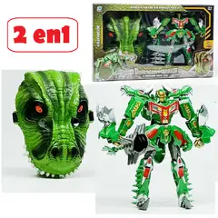 GENERICO - Set 2 en1 de Robot transformers + Mascara Dinosaurio Luces y Musical