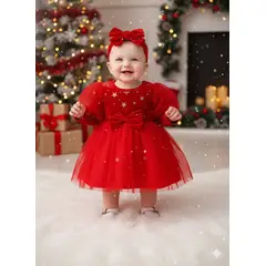 GENERICO - VESTIDO PARA NIÑA NAVIDAD COLOR ROJO