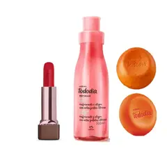 NATURA - Labial hidratante CC rouge 4C una + body splash + 2 jabones