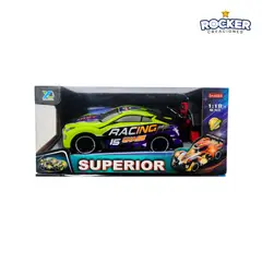 GENERICO - CARRO FUTURISTA DE CARRERAS VERDE A CONTROL REMOTO - LUZ INTERIOR