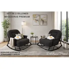 GENERICO - 2 SILLAS MECEDORA SOFÁ RECLINABLE SILLÓN PLEGABLE TERRAZA JARDÍN SALA PREMIUM NEGRO
