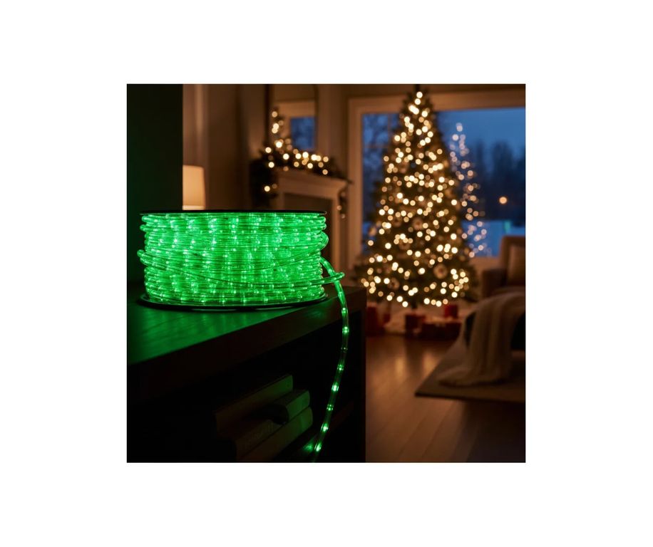 Cinta Luces Led Manguera verde Navideña 100 metros + 5 Secuenciales