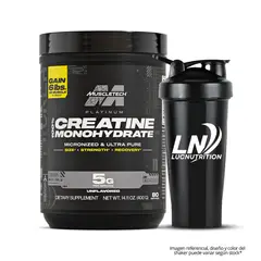 MUSCLETECH - Creatina - Creatina Platinum 400 g MICRONIZADA Y MONOHIDRATADA + Shaker
