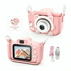 GENERICO - Mini Cámara Digital Recargable con Protector Gatito para Niñas