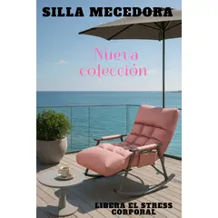 GENERICO - SILLÓN MECEDORA SOFÁ RECLINABLE SILLA DE TERRAZA PREMIUM ROSADO ACERO AL CARBONO