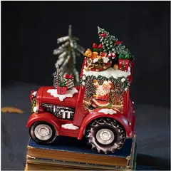 GENERICO - Villa Lampara Navideña LED de agua de Tractor con Santa y juguetes arriba con efecto de nieve