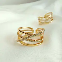 GENERICO - ANILLO CRUZADO AJUSTABLE DISEÑO ELEGANTE ACCESORIOS FINOS TALLA 8