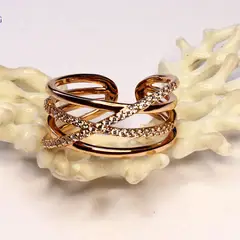 GENERICO - ANILLO CRUZADO AJUSTABLE DISEÑO ELEGANTE ACCESORIOS FINOS TALLA 6