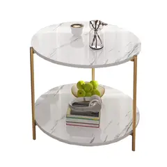 GENERICO - Mesas De Centro Sala Lateral Redonda 2 Niveles Blanca WJY149
