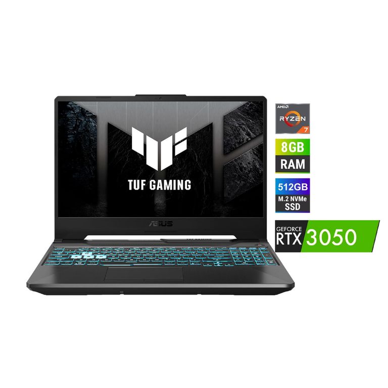 Laptop TUF Gaming A15 R7 8GB 512GB RTX3050 4GB W11
