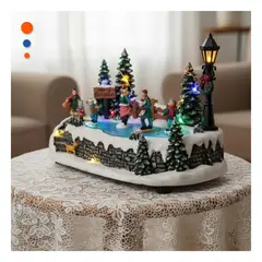 GENERICO - Diorama Villa Patinaje con Farol para Decoracion Navideña Multicolor 255 cm