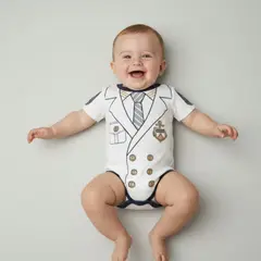 GENERICO - Body Pima Bebé Marinero Capitan Blanco