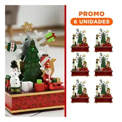 GENERICO - Pack6 Decoracion de Navidad Carrusel de Regalos de Pino con Muñeco de Nieve Festiva