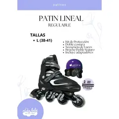 OKA - PATIN LINEAL REGULABLE NEGRO Y PLOMO L 38-41